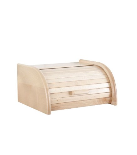 Small Raw Beech Wood Bread Bin – DIY & Crafting Roll Top Bread Box – 30x26x16 cm