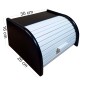 Small Black Bread Bin with White Roll-Top Shutter – Beech Wood – 30x26x16 cm Small Black Bread Bin with White Roll-Top Shutter – Beech Wood – 30x26x16 cm