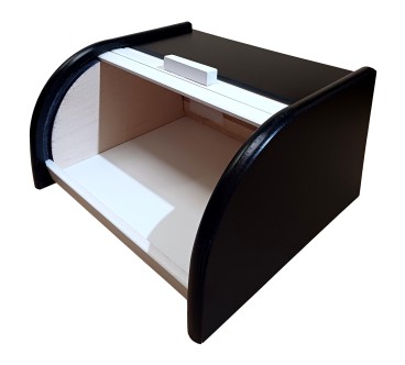 Wooden World – Large Black Bread Bin with White Shutter – 40x30x18 cm