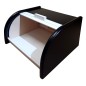 Large Black Bread Bin with White Roll-Top Shutter – Beech Wood – 40x30x18 cm