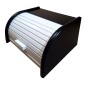 Large Black Bread Bin with White Roll-Top Shutter – Beech Wood – 40x30x18 cm