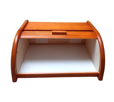Large Orange Wooden Bread Box – Beech Roll Top 40x30x18 cm
