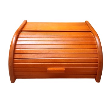 Large Orange Wooden Bread Box – Beech Roll Top 40x30x18 cm