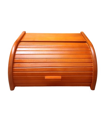 Large Orange Wooden Bread Box – Beech Roll Top 40x30x18 cm