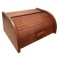 Large Dark Brown Beech Wood Bread Box – Roll Top Kitchen Bread Bin 40x30x18 cm