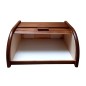 Large Dark Brown Beech Wood Bread Box – Roll Top Kitchen Bread Bin 40x30x18 cm