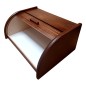 Large Dark Brown Beech Wood Bread Box – Roll Top Kitchen Bread Bin 40x30x18 cm