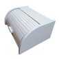 Large White Beech Wood Bread Box – Roll Top Kitchen Storage Bin with Sliding Front Cover – 40x30x18 cm