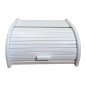 Large White Beech Wood Bread Box – Roll Top Kitchen Storage Bin with Sliding Front Cover – 40x30x18 cm