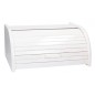 Large White Beech Wood Bread Box – Roll Top Kitchen Storage Bin with Sliding Front Cover – 40x30x18 cm