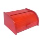 Large Red Beech Wood Bread Box – Roll-Top Kitchen Bread Bin with Front Shutter – 40x30x18 cm