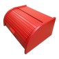 Large Red Beech Wood Bread Box – Roll-Top Kitchen Bread Bin with Front Shutter – 40x30x18 cm