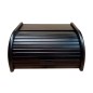 Wooden World – Large Black Beech Wood Bread Box – Roll-Top Kitchen Storage Bin – 40x30x18 cm