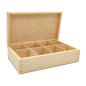 Wooden Tea Box – 8 Compartments – Natural Pine – Handmade in UK – Smooth Raw Finish – Storage for Tea