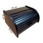 Wooden World – Large Black Beech Wood Bread Box – Roll-Top Kitchen Storage Bin – 40x30x18 cm