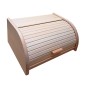 Large Beech Wood Bread Box with Clear Lacquer Finish – Roll Top Lid – 40x30x18 cm