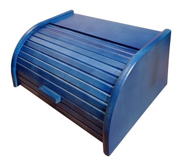 Large Blue Wooden Bread Box – Beech Wood Roll Top Kitchen Bin