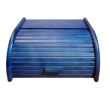 Large Blue Wooden Bread Box – Beech Wood Roll Top Kitchen Bin