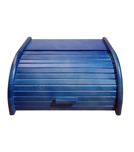 Large Blue Wooden Bread Box – Beech Wood Roll Top Kitchen Bin