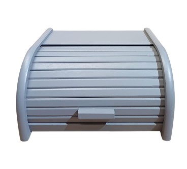 Large Grey Wooden Bread Bin – Beech Roll Top 40x30x18 cm