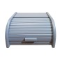 Wooden World – Large Grey Wooden Bread Bin – Roll Top Beech Bread Box 40x30x18 cm