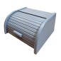Wooden World – Large Grey Wooden Bread Bin – Roll Top Beech Bread Box 40x30x18 cm