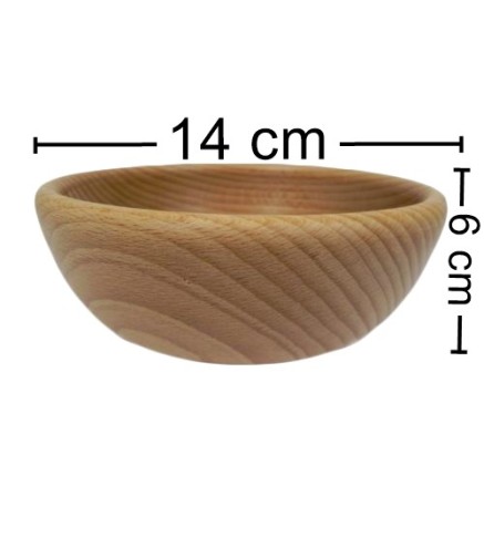 Wooden Bowl 14 cm – Natural Beech Wood, Oiled – Kitchen & Serving Bowl