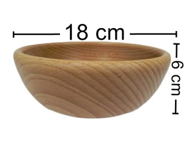 Wooden Bowl 18 cm – Natural Beech Wood, Oiled – Kitchen & Serving Bowl
