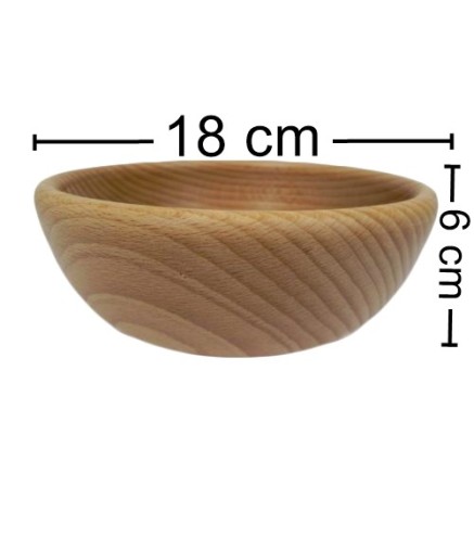Wooden Bowl 18 cm – Natural Beech Wood, Oiled – Kitchen & Serving Bowl