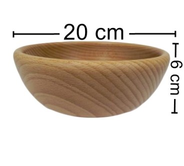 Wooden Bowl 20 cm – Natural Beech Wood, Oiled – Kitchen & Serving Bowl