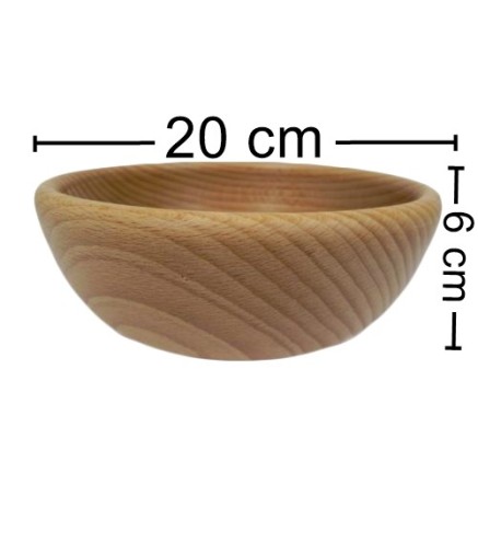 Wooden Bowl 20 cm – Natural Beech Wood, Oiled – Kitchen & Serving Bowl