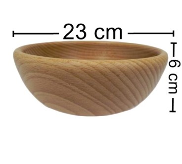 Wooden Bowl 23 cm – Natural Beech Wood, Oiled – Kitchen & Serving Bowl