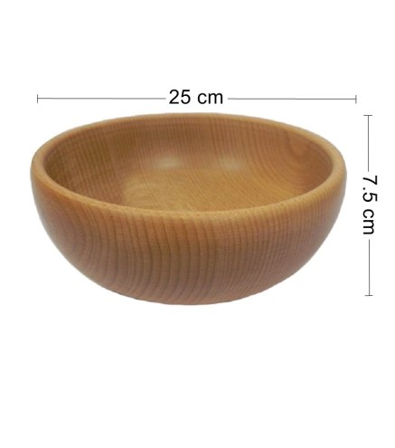 Wooden Bowl 25 cm – Natural Beech Wood, Oiled – Kitchen & Serving Bowl