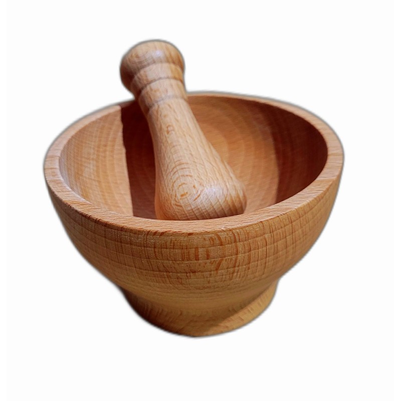 Wooden Mortar and Pestle Set – Beech Wood – 10.5x6 cm Bowl with 7.5 cm Pestle – Oiled Finish Wooden Mortar and Pestle Set – Beech Wood – 10.5x6 cm Bowl with 7.5 cm Pestle – Oiled Finish