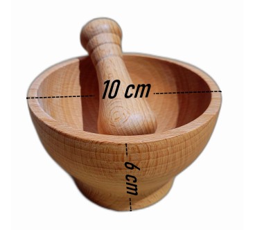Wooden Mortar and Pestle Set – Beech Wood – 10.5x6 cm Bowl with 7.5 cm Pestle – Oiled Finish