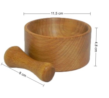 Wooden Mortar and Pestle Set – Beech Wood – 11.5x4.8 cm Bowl with 8 cm Pestle – Oiled Finish
