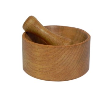 Wooden World Wooden Mortar and Pestle – Beech Wood Straight-Sided Design