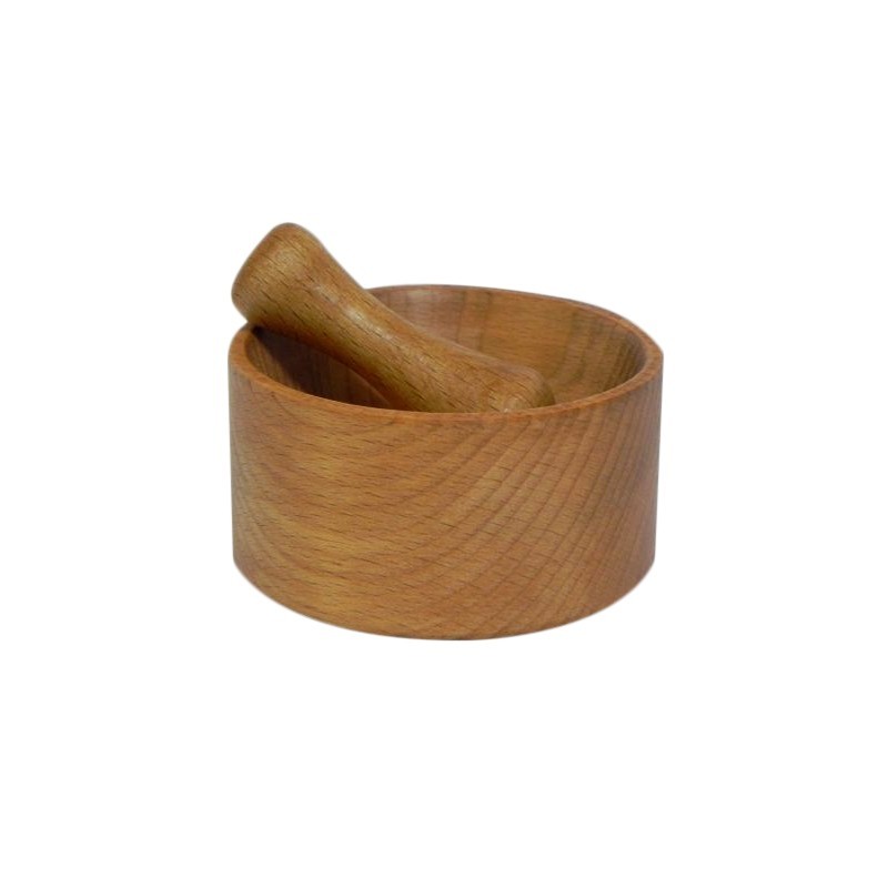 Wooden Mortar and Pestle Set – Beech Wood – 11.5x4.8 cm Bowl with 8 cm Pestle – Oiled Finish Wooden Mortar and Pestle Set – Beech Wood – 11.5x4.8 cm Bowl with 8 cm Pestle – Oiled Finish