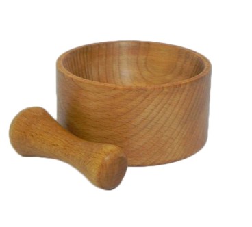 Wooden World Wooden Mortar and Pestle – Beech Wood Straight-Sided Design