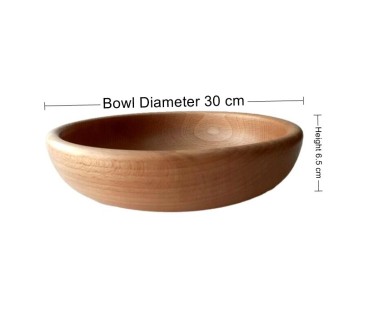 Wooden Bowl 30 cm – Natural Beech Wood, Oiled – Kitchen & Serving Bowl