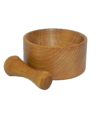 Wooden World Wooden Mortar and Pestle – Beech Wood Compact Design