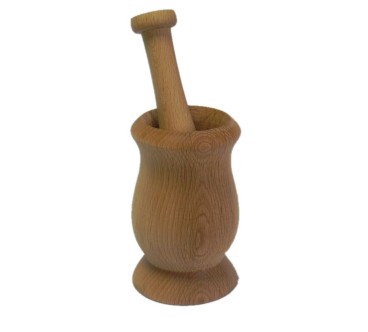 Wooden World Wooden Mortar and Pestle – Cup-Shaped Beech Wood Design