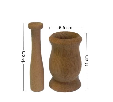 Wooden World Wooden Mortar and Pestle – Cup-Shaped Beech Wood Design