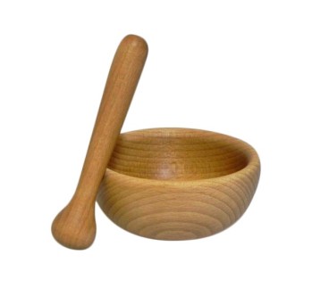 Wooden World Wooden Mortar and Pestle – Traditional Beech Wood Design