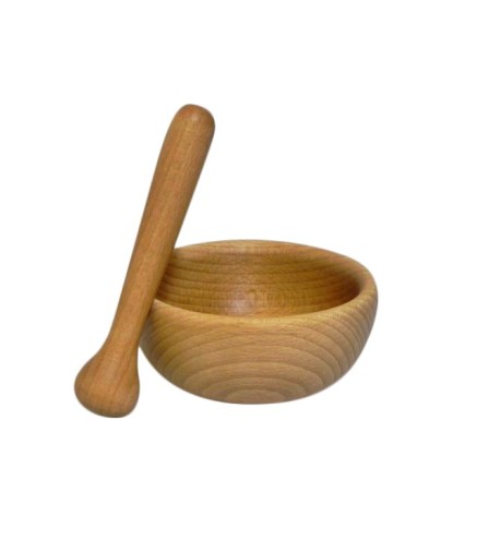 Wooden World Wooden Mortar and Pestle – Traditional Beech Wood Design