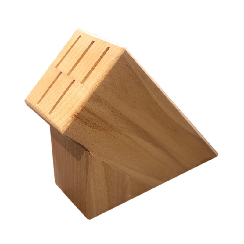 Wooden Knife Block – Beech Wood Countertop Holder for 5 Knives – Lacquered Finish