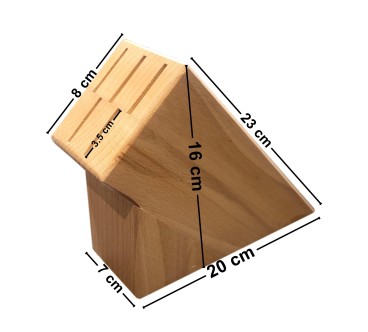 Wooden Knife Block – Beech Wood Countertop Holder for 5 Knives – Lacquered Finish