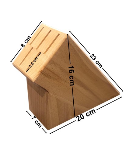 Wooden Knife Block – Beech Wood Countertop Holder for 5 Knives – Lacquered Finish