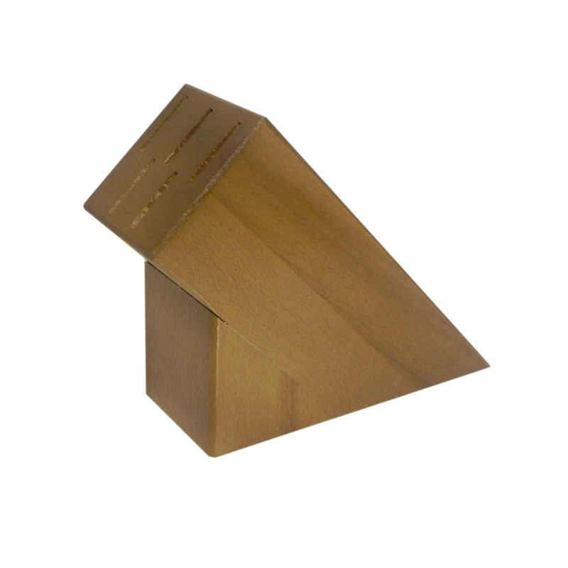 Wooden Knife Block – Beech Wood Countertop Holder for 5 Knives – Lacquered Light Brown Finish Wooden Knife Block – Beech Wood Countertop Holder for 5 Knives – Lacquered Light Brown Finish