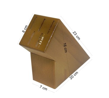 Wooden Knife Block – Beech Wood Countertop Holder for 5 Knives – Lacquered Light Brown Finish